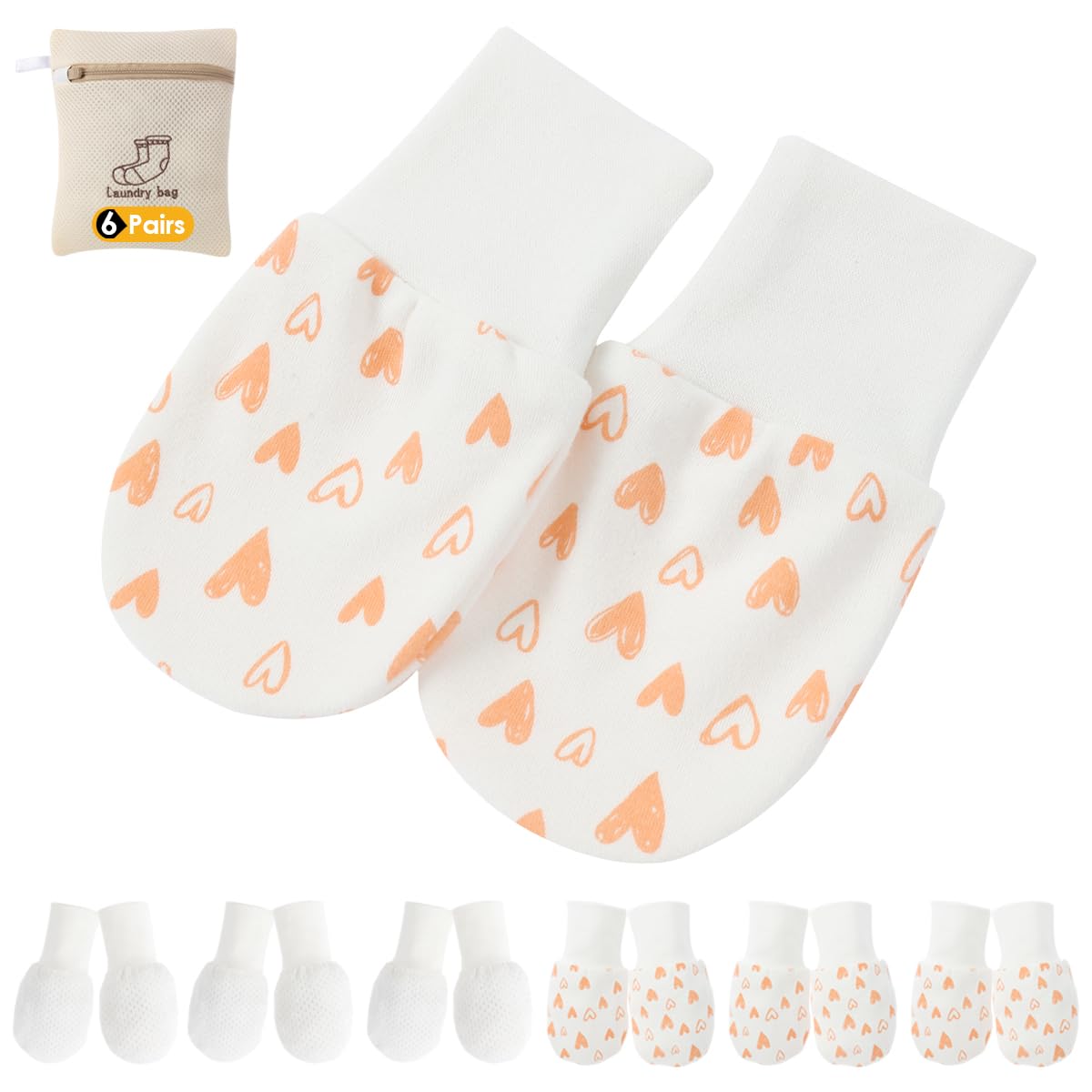 251230195226365_1 Newborn Baby Girl Mittens Anti Scratch Baby Mittens No Scratch Mittens Baby Gloves for 0-6 Months Baby Girls (6 Pairs) - Image 1